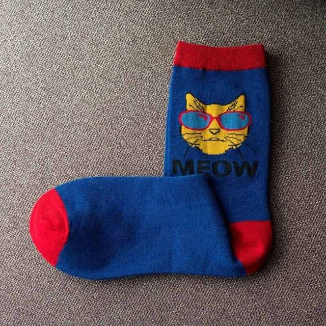 Hippie Cat Meow Socks - Super Kitty Cats - 27505686-1
