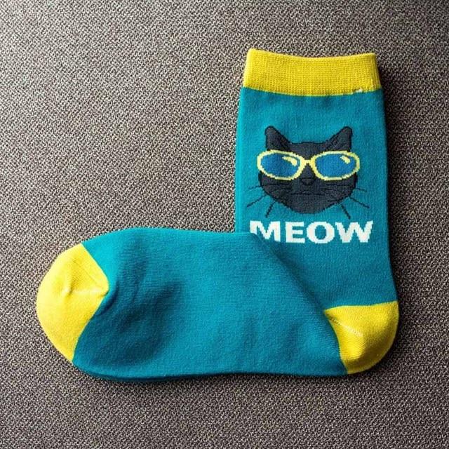 Hippie Cat Meow Socks - Super Kitty Cats - 27505686-2