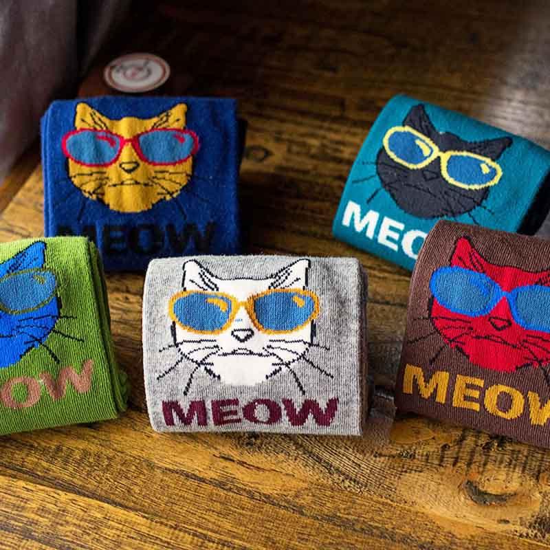 Hippie Cat Meow Socks - Super Kitty Cats - 27505686-3