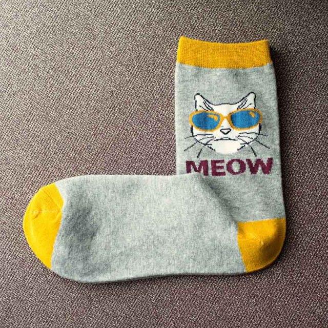 Hippie Cat Meow Socks - Super Kitty Cats - 27505686-3