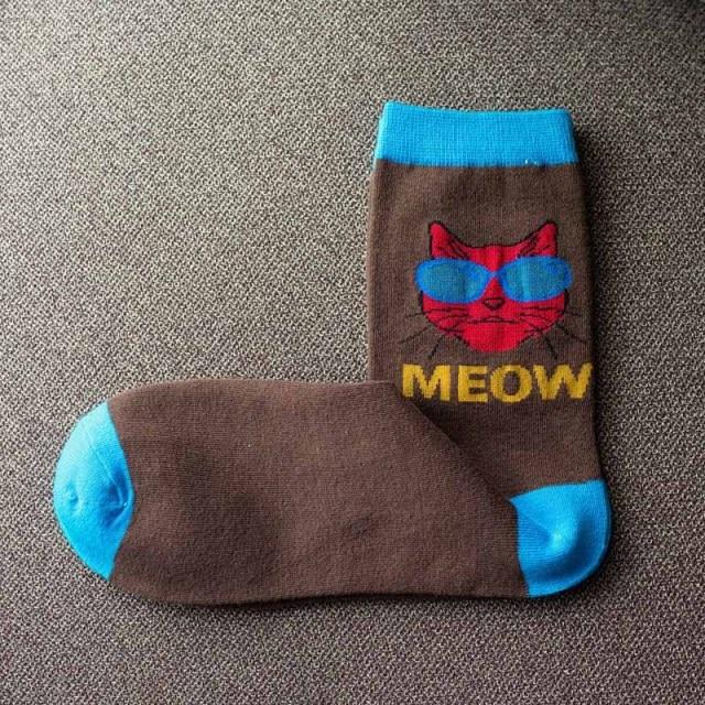 Hippie Cat Meow Socks - Super Kitty Cats - 27505686-4
