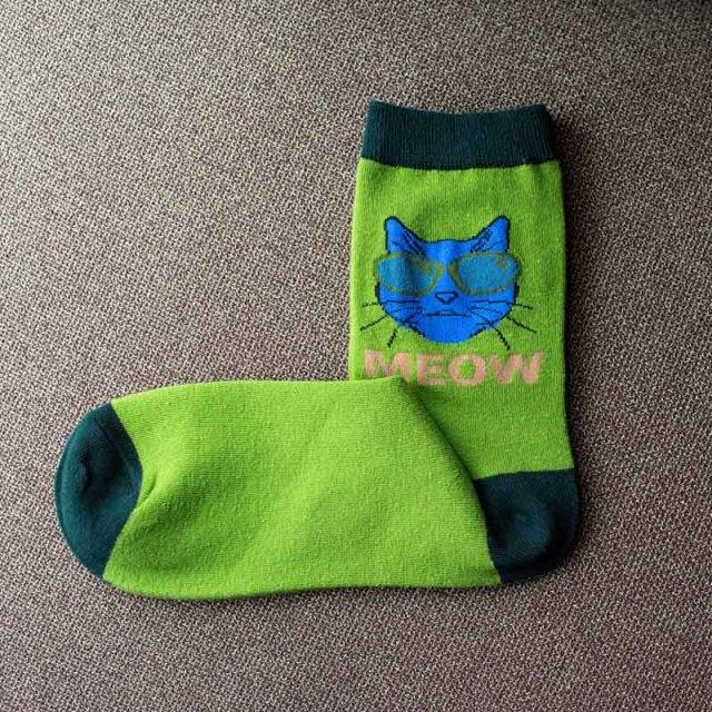 Hippie Cat Meow Socks - Super Kitty Cats - 27505686-5