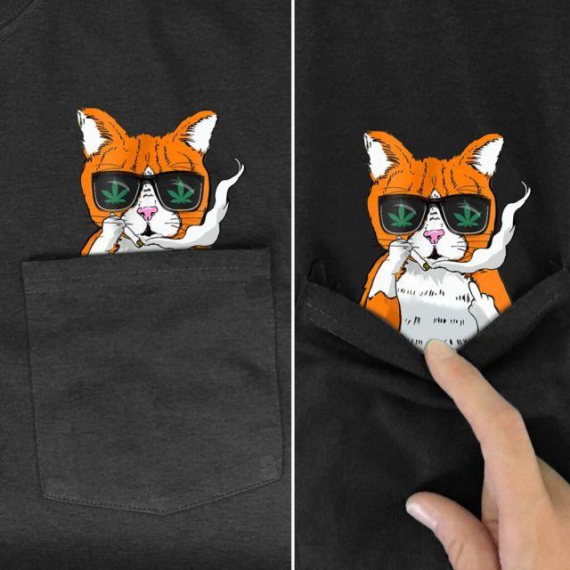 I Am Cool Cat Pocket T-shirt - Super Kitty Cats - 45662859-cotton-t-shirt-3-xl