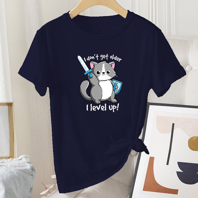 I Don't Get Older Cat T-shirt - Super Kitty Cats - 12000027653130392-dark blue-S