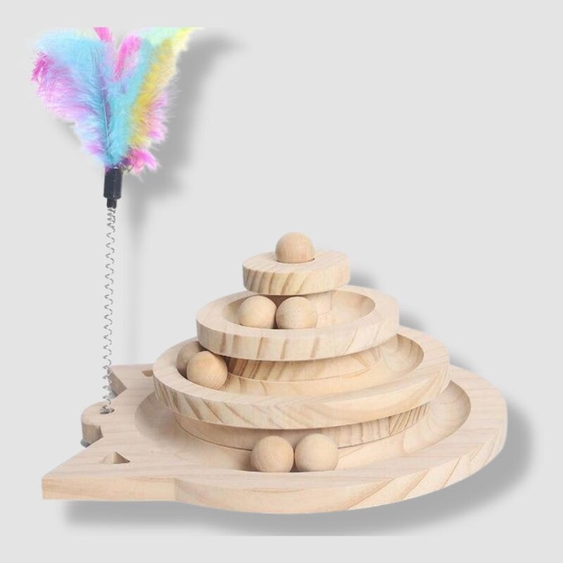 Interactive Wooden Tower Cat Toy - Super Kitty Cats - 14:173#new 3 layer