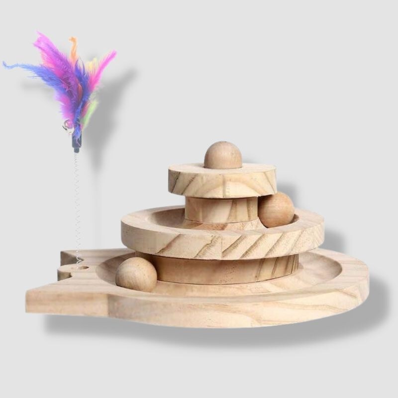 Interactive Wooden Tower Cat Toy - Super Kitty Cats - 14:691#new 2 layer