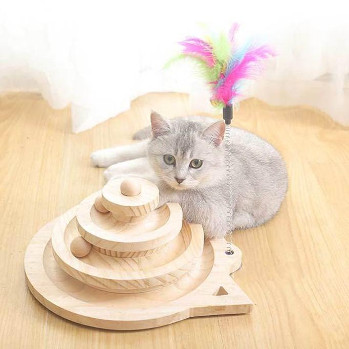 Interactive Wooden Tower Cat Toy - Super Kitty Cats - 14:691#new 2 layer
