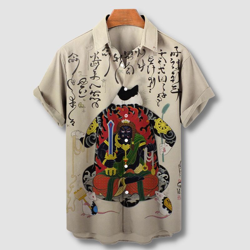 Japanese Boss Cat Hawaiian Shirt - Super Kitty Cats - 12000028616037304-ZF-0336-European size 5XL