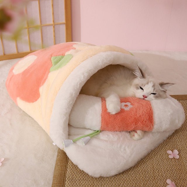 Japanese Cat Sleeping Bed - Super Kitty Cats - 12000025562558728-Pink-64x44cm