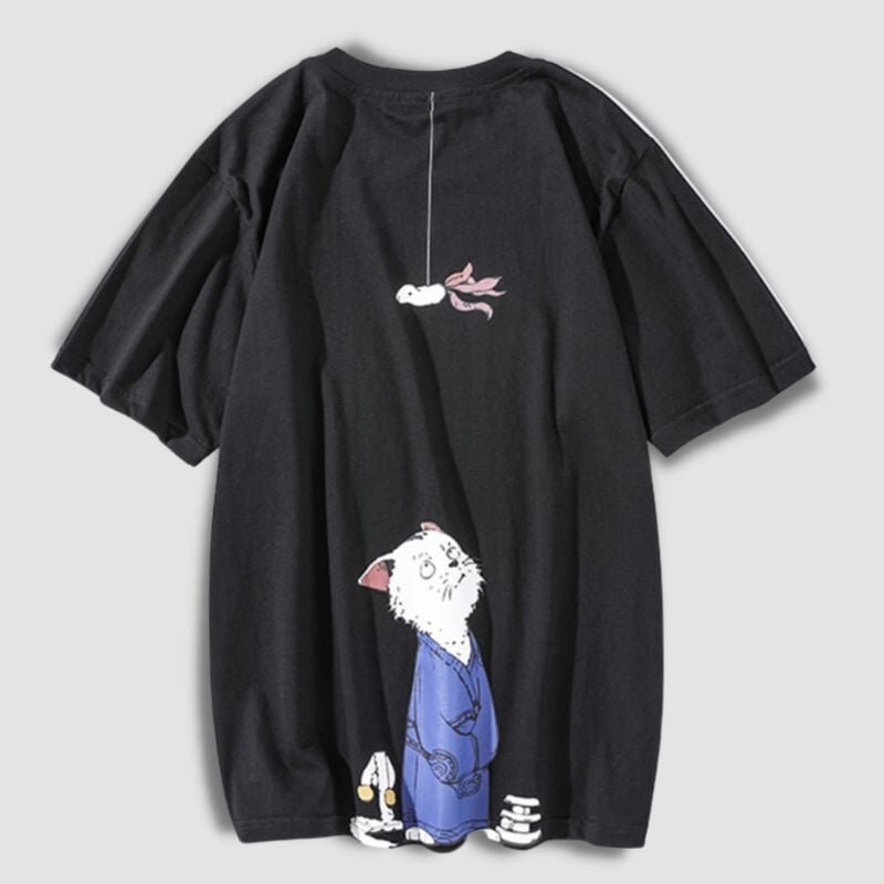 Japanese Streetwear Cat T-Shirt - Super Kitty Cats - 3256802166840784-Black-L