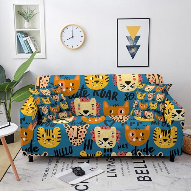 Jungle Cats Sofa Cover - Super Kitty Cats - 47079276-13-4-seater-235-300cm