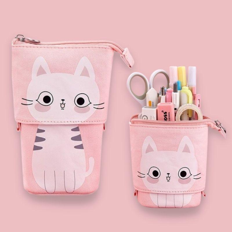 Kawaii Cat Sliding Pencil Bag - Super Kitty Cats - 43853606-china-a