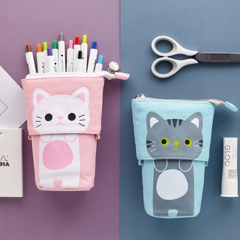 Kawaii Cat Sliding Pencil Bag - Super Kitty Cats - 43853606-china-f