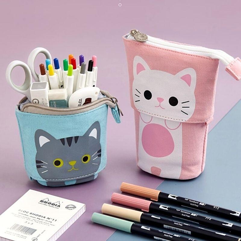 Kawaii Cat Sliding Pencil Bag - Super Kitty Cats - 43853606-china-f
