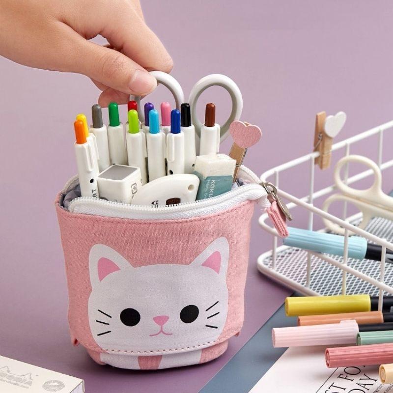 Kawaii Cat Sliding Pencil Bag - Super Kitty Cats - 43853606-china-f