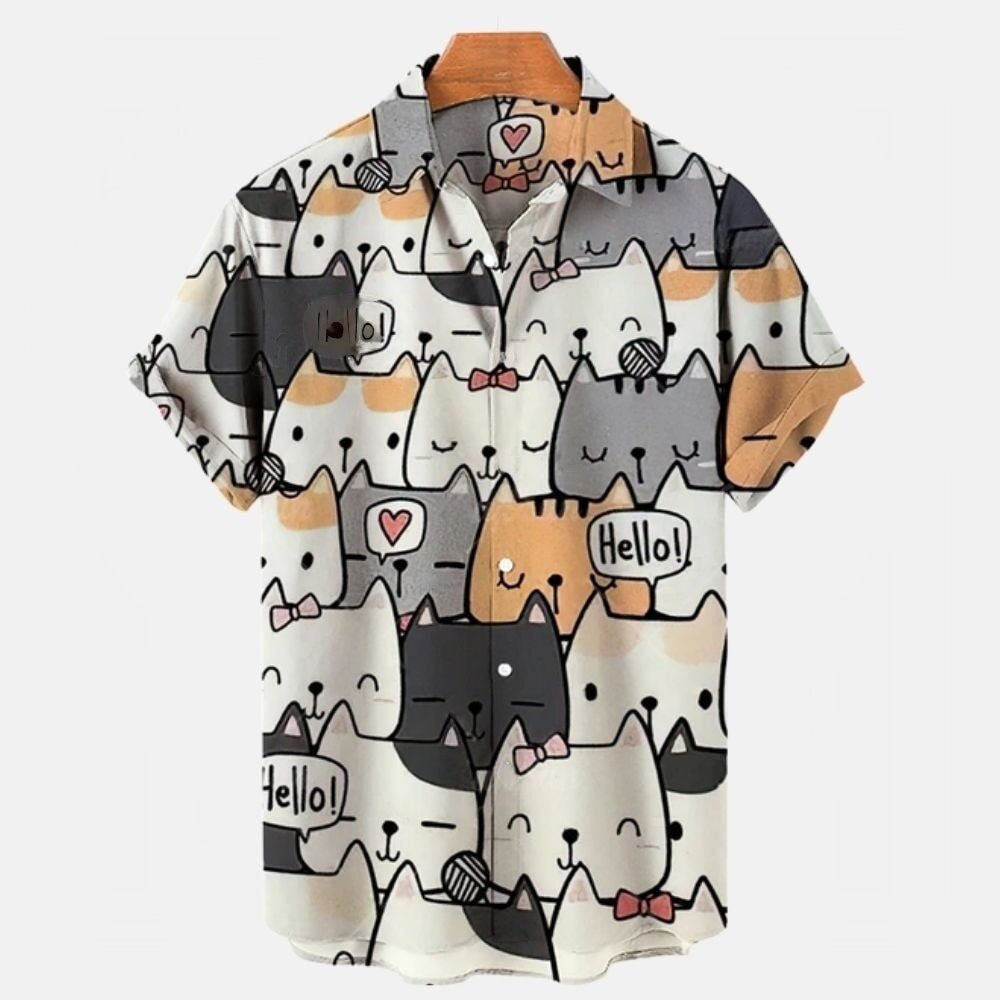 Kawaii Cats Hawaiian Shirt - Super Kitty Cats - 1005003878548114-ZL-2451-S
