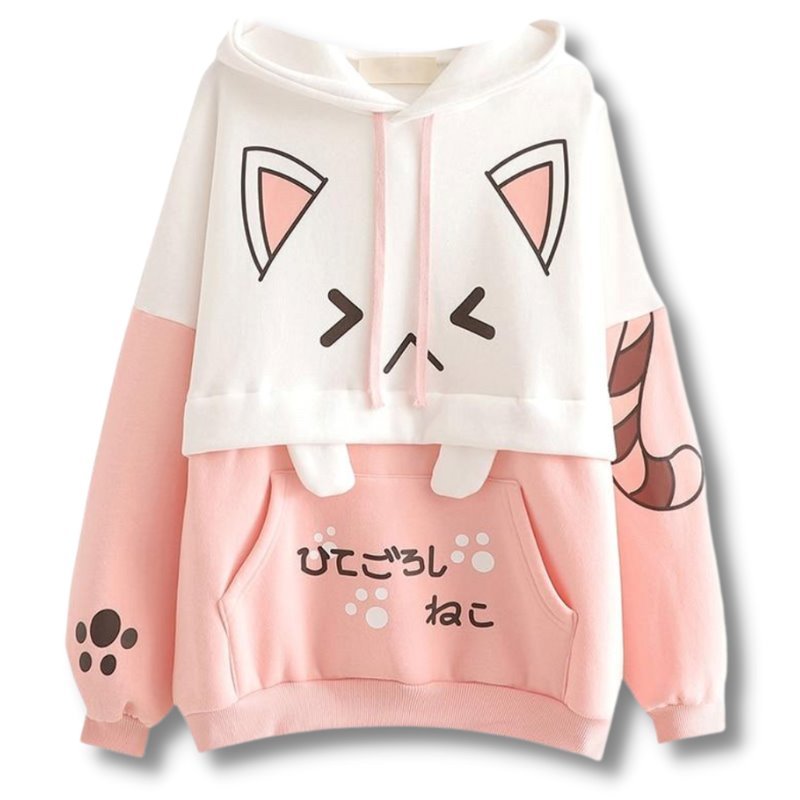 Kitty Cat Kawaii Hoodie - Super Kitty Cats - 41352154-pink-hoodie-one-size
