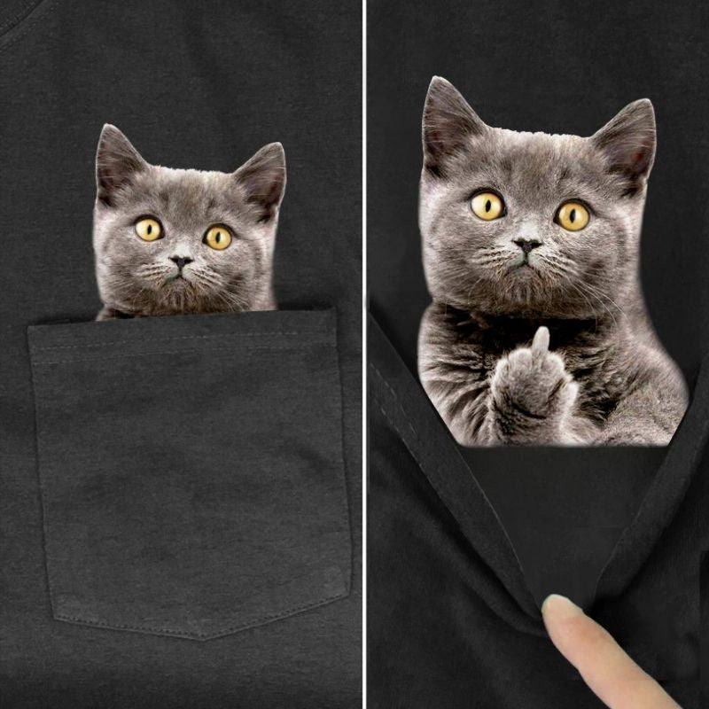 Lord Gray Cat Pocket T-shirt - Super Kitty Cats - 45266759-7-xl