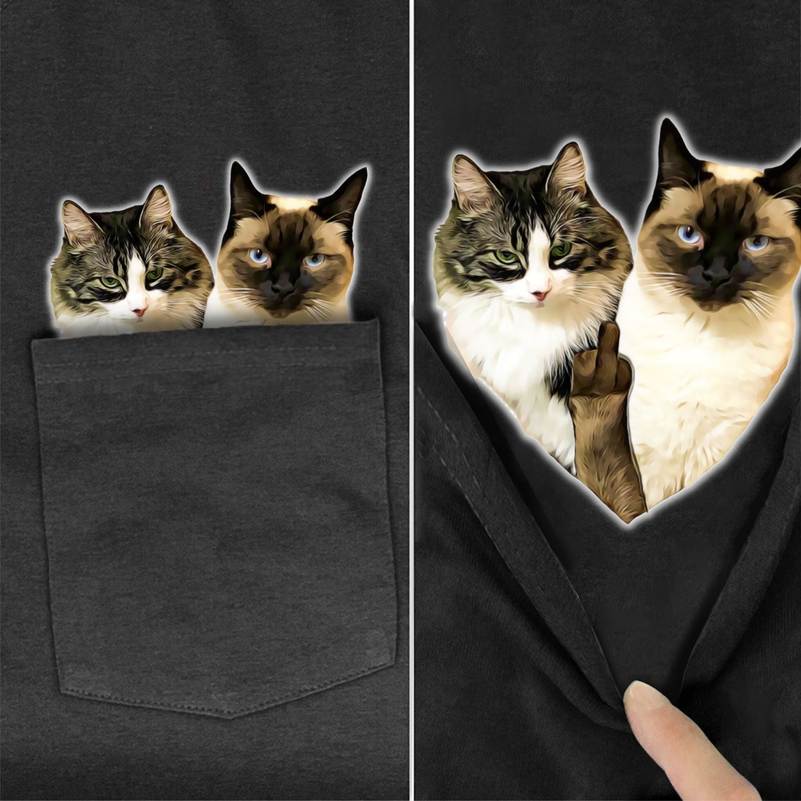 Love for Cats Pocket T-shirt - Super Kitty Cats - Love-for-cats-USS