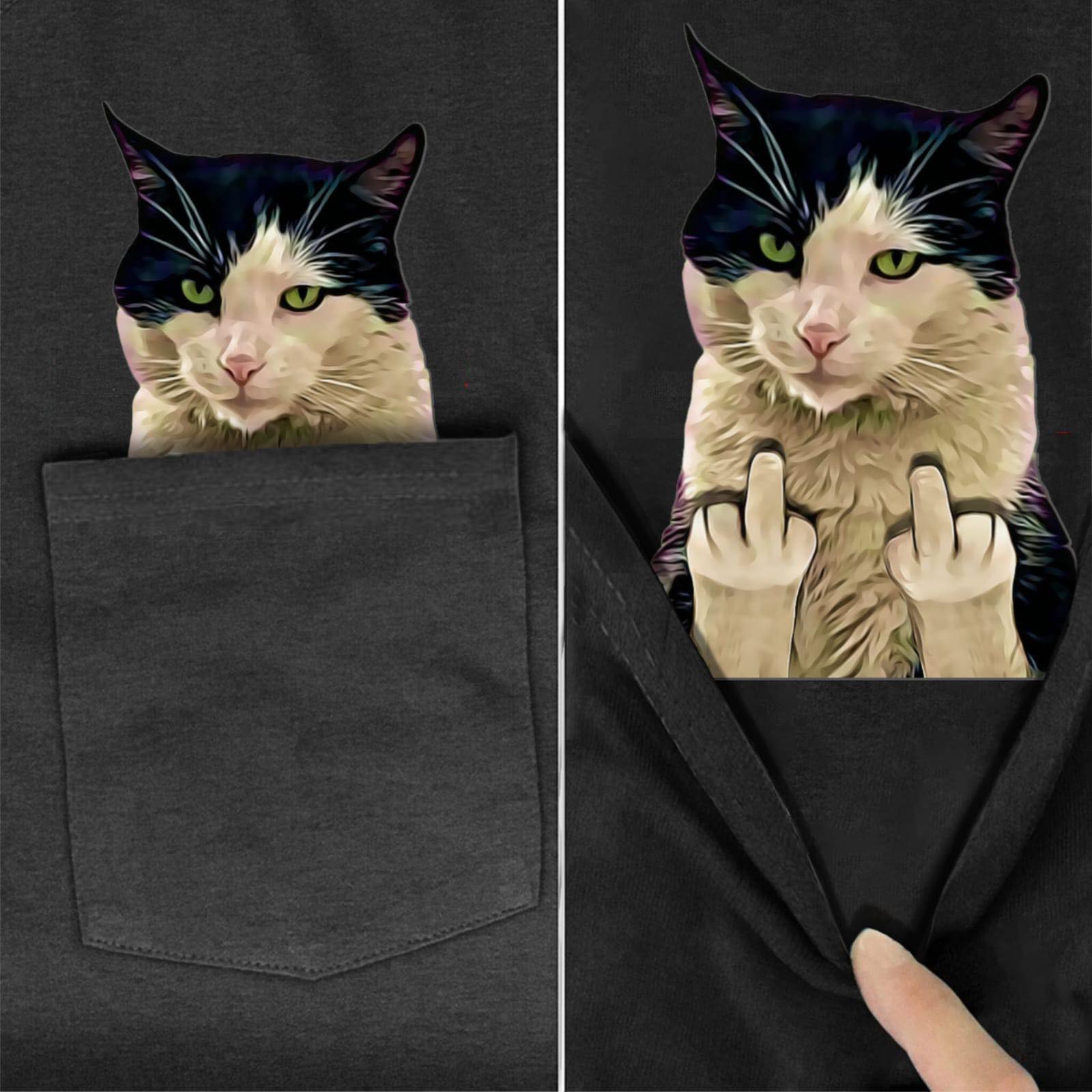 Maine Coon Cat Double Flip Pocket T-Shirt - Super Kitty Cats - MaincoonDF-S