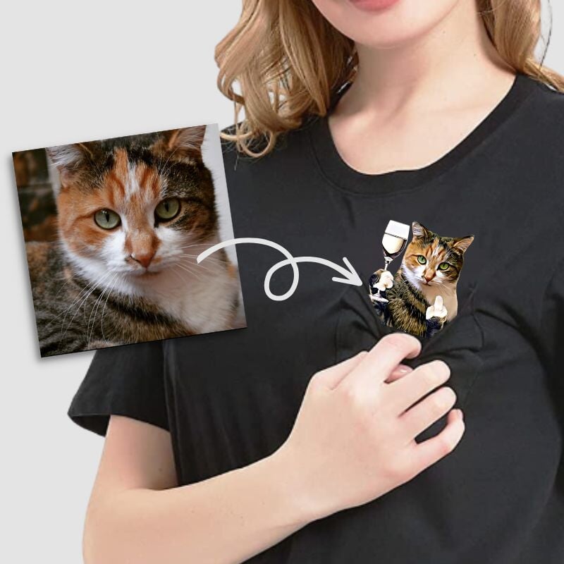 Super Kitty Cats Make Your Own Pocket T-Shirt US-XL