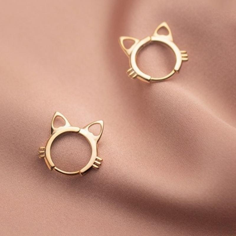 Meow Cat Charm Earring - Super Kitty Cats - 48015594-gold