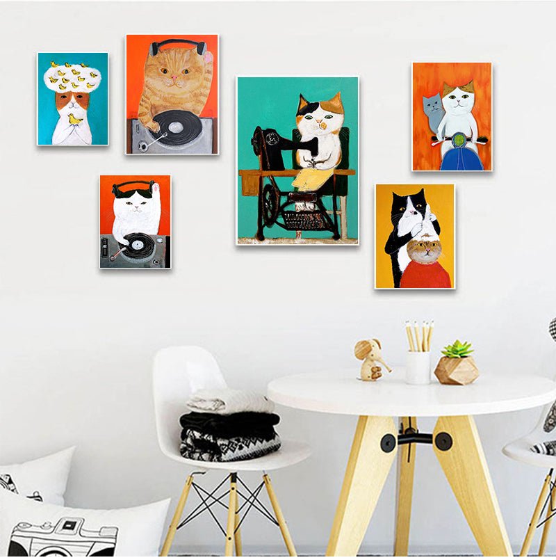 Modern Art Cat Canvas Prints Set - Super Kitty Cats - 12000025964248300-60x90cm No Frame-2878-05