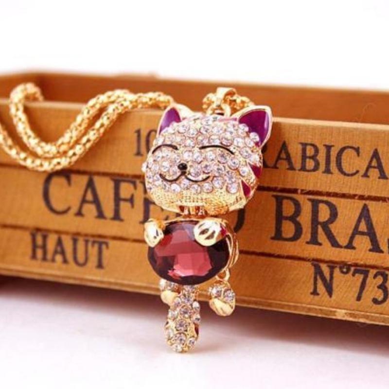 My Lucky Cat Necklace - Super Kitty Cats - 12752244-purple-60cm