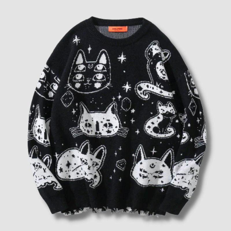 Mystical Cat Sweater - Super Kitty Cats - 12000024523125344-Black-M