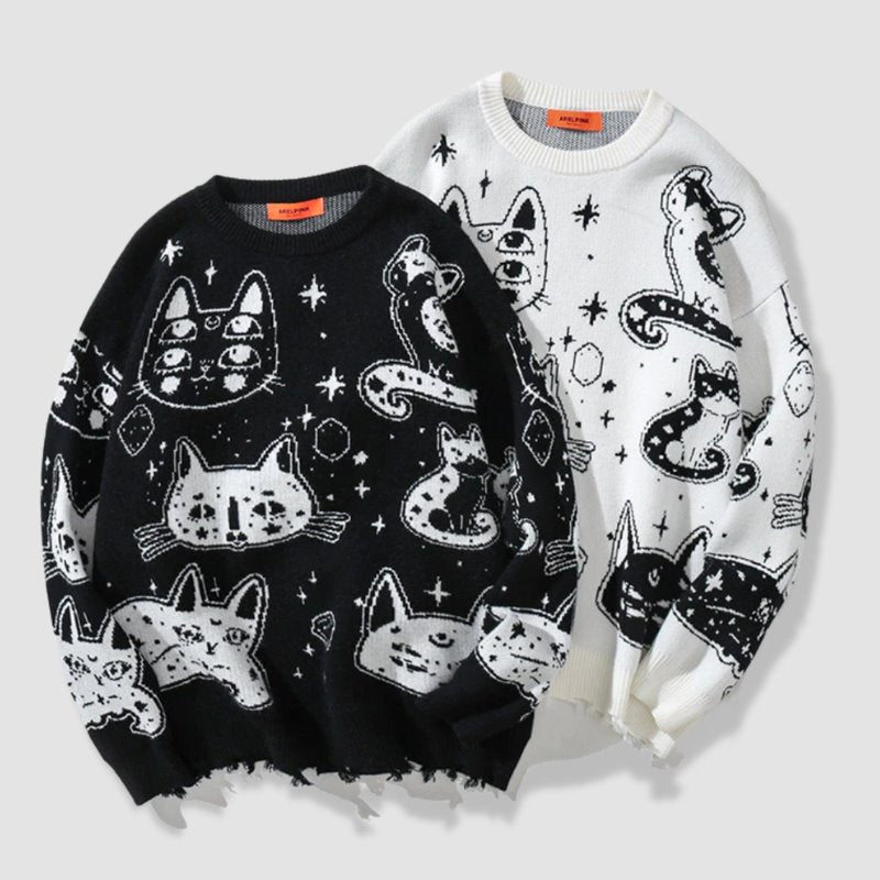 Mystical Cat Sweater - Super Kitty Cats - 12000024523125344-Black-M