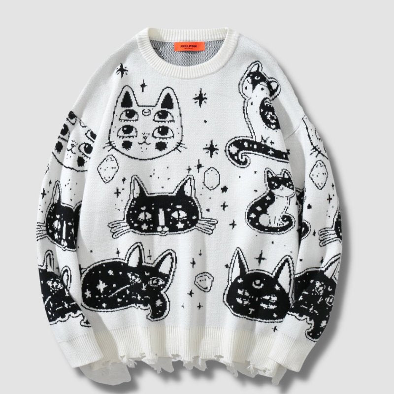 Mystical Cat Sweater - Super Kitty Cats - 12000029574342292-White-XXL