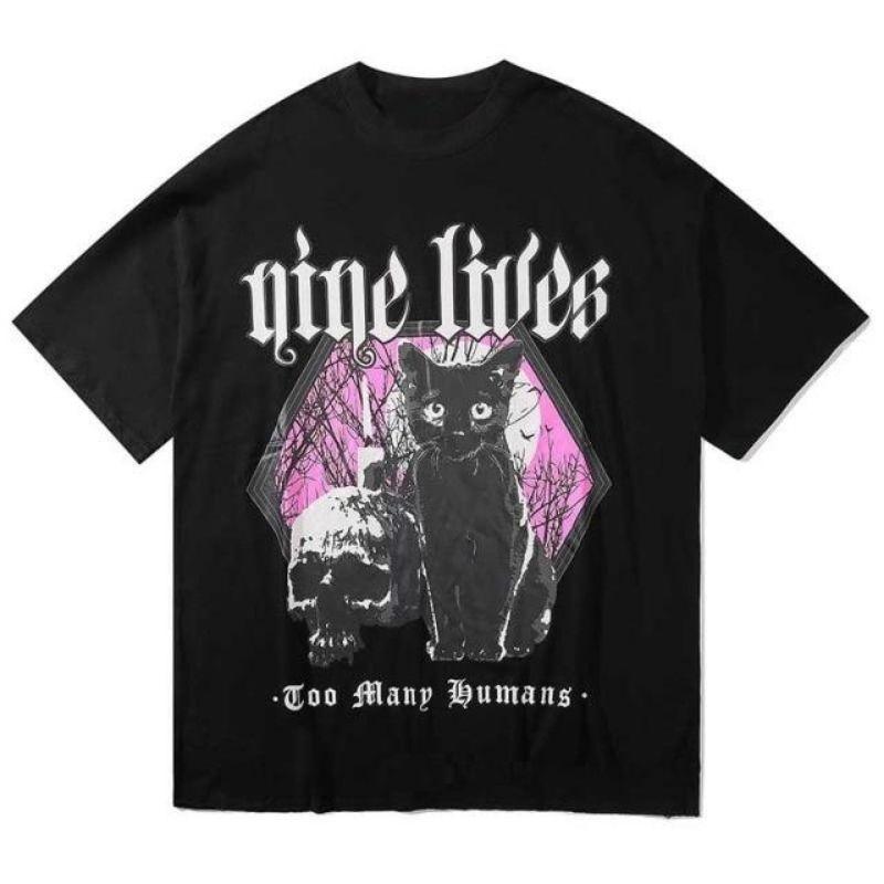 Nine Lives T-shirt - Super Kitty Cats - 41059382-black-xs