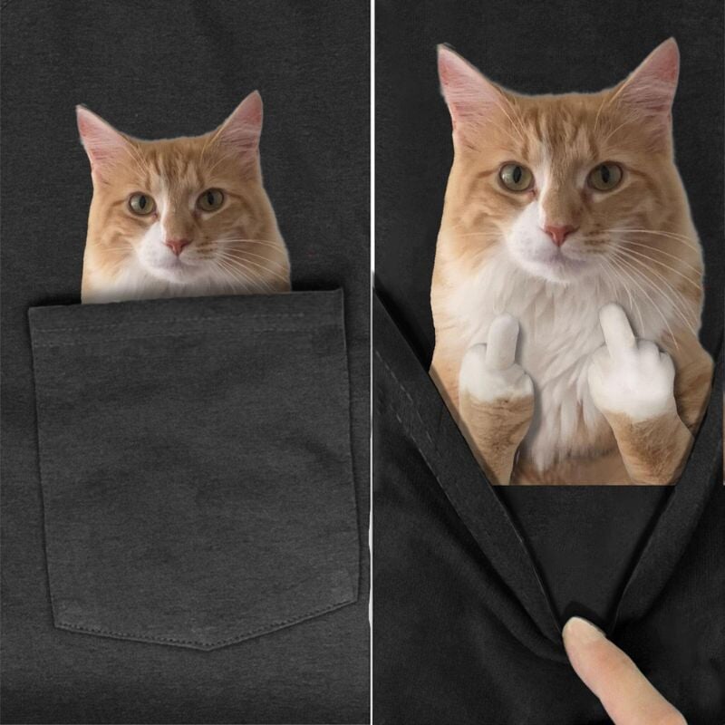 Norwegian Forest Cat Pocket T-Shirt - Super Kitty Cats - Norwegianpockettshirt-S
