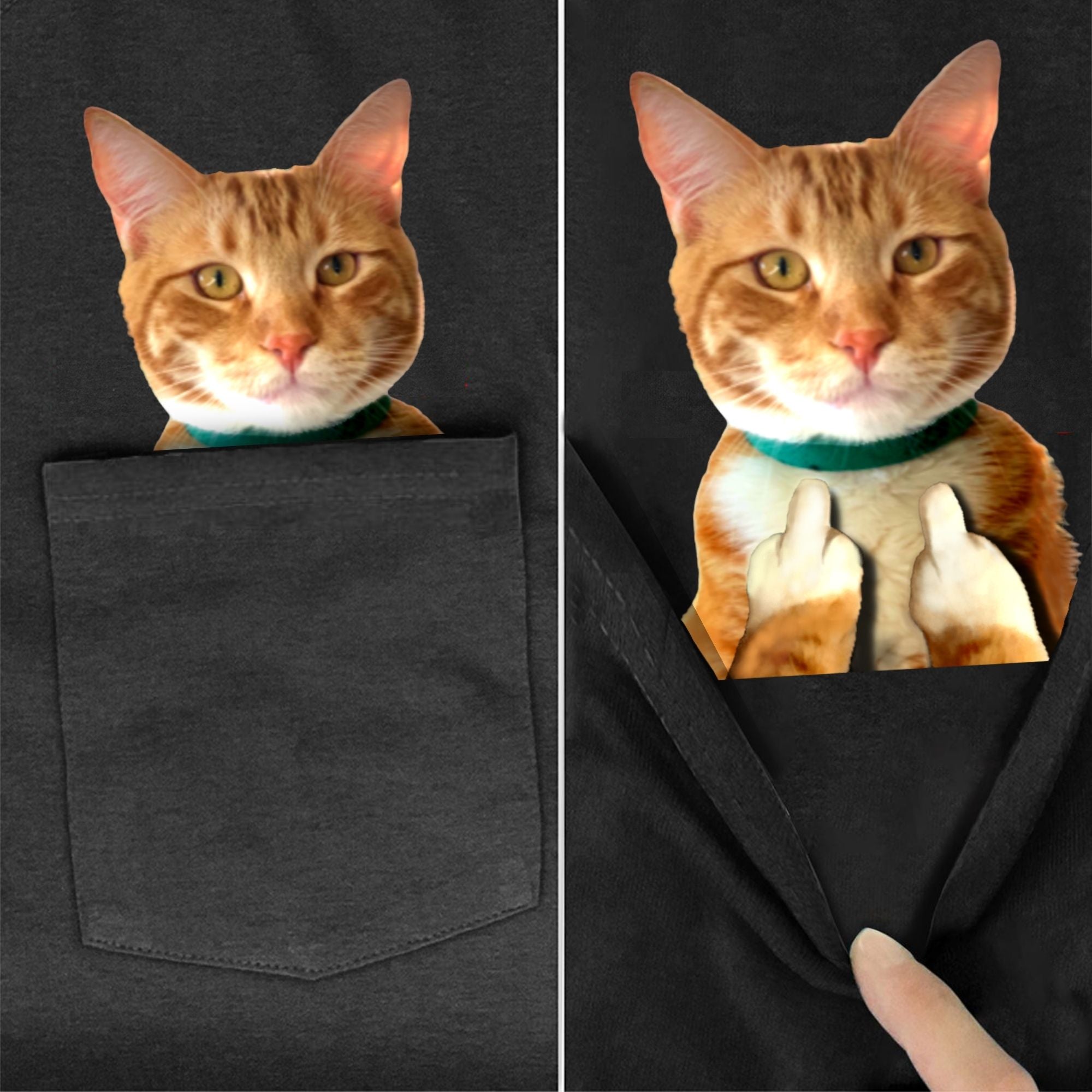 Orange Tabby Cat Pocket T-Shirt - Super Kitty Cats - OrgTabbypockettshirt-S