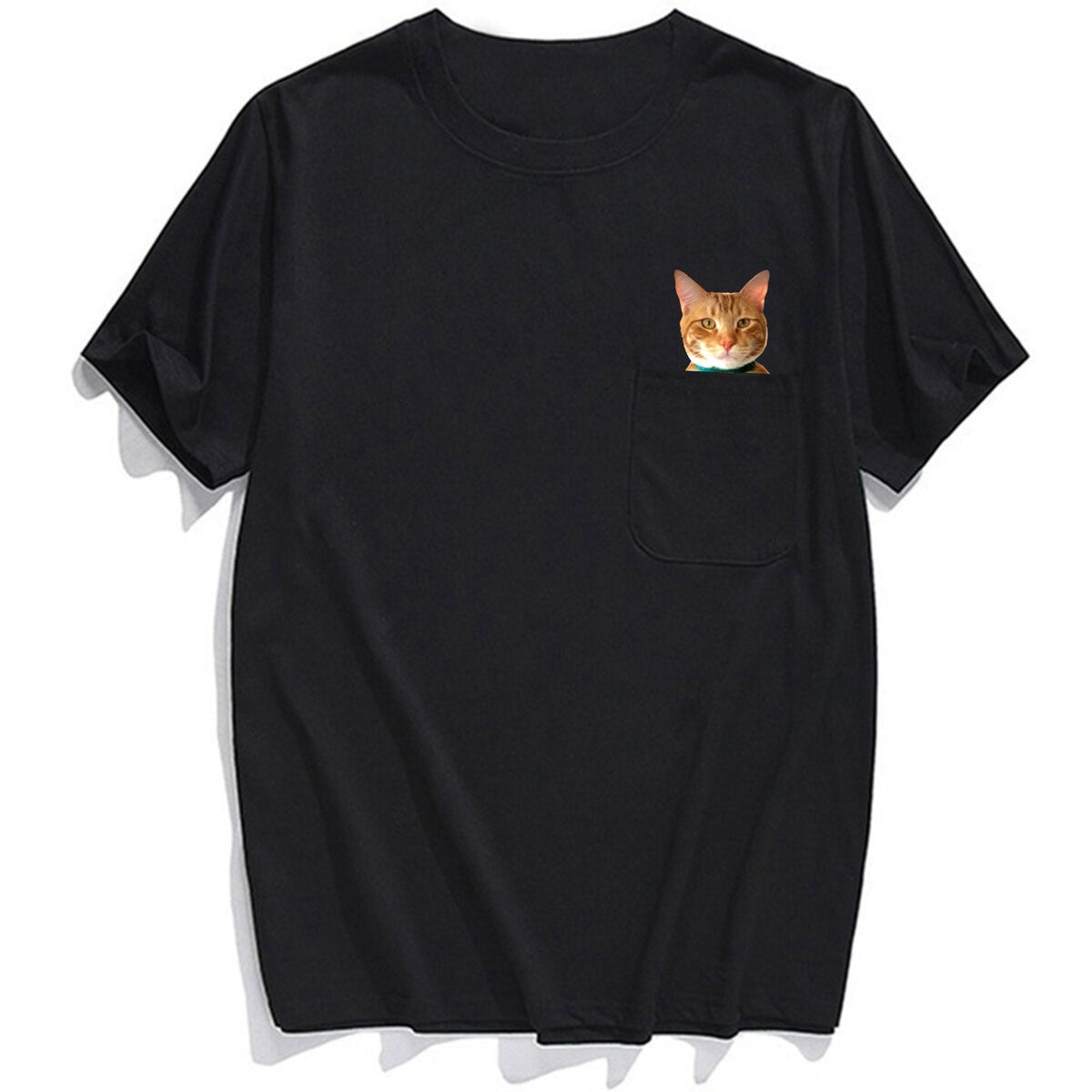 Orange Tabby Cat Pocket T-Shirt - Super Kitty Cats - OrgTabbypockettshirt-S