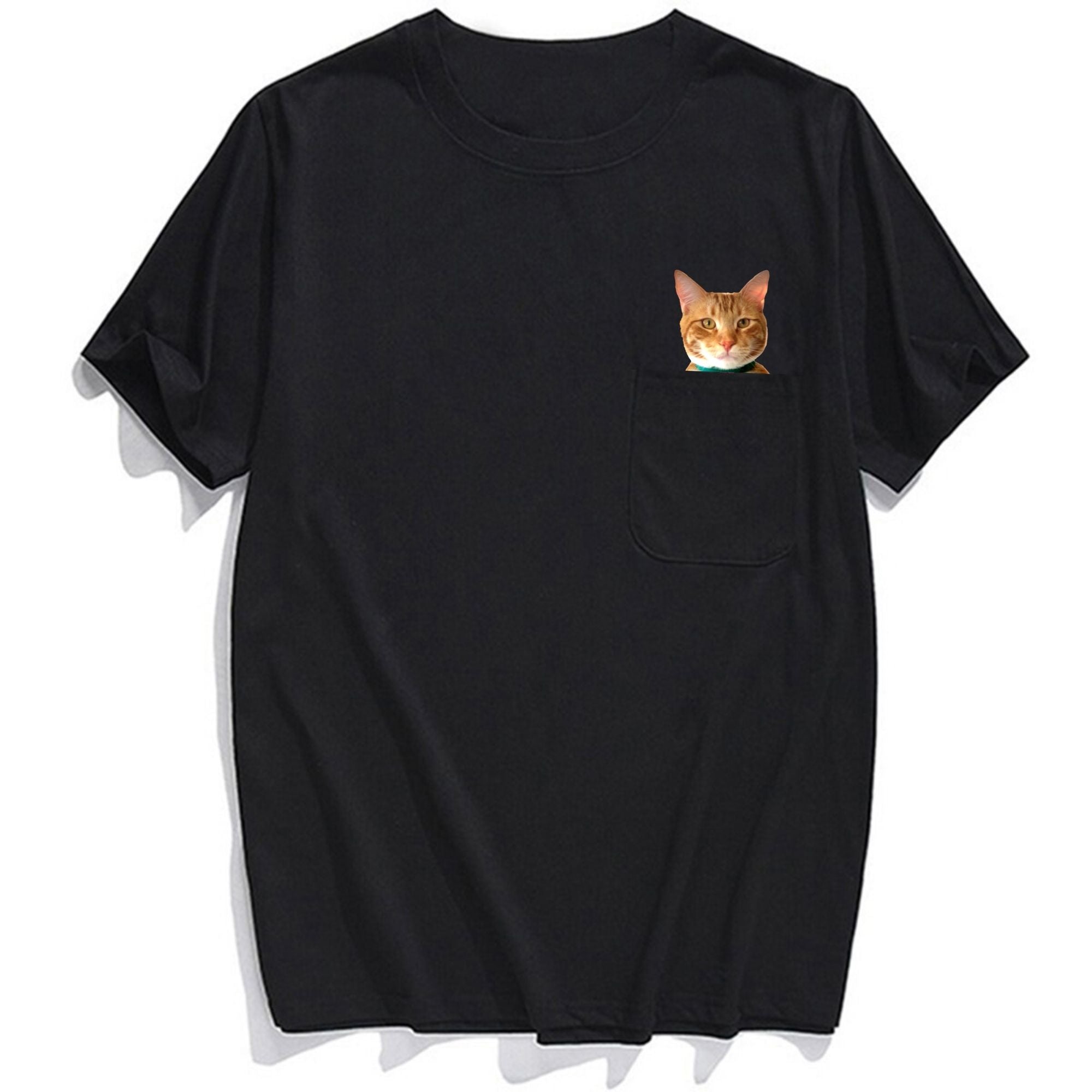 Orange Tabby Cat Pocket T-Shirt - Super Kitty Cats - OrgTabbypockettshirt-S