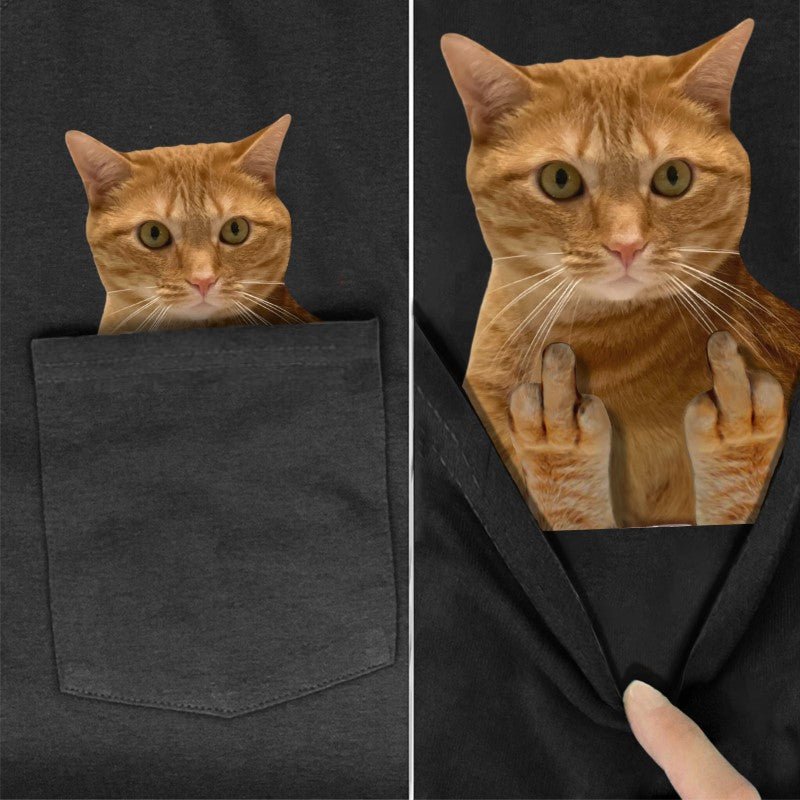 Orange Tabby Double F Pocket T-Shirt - Super Kitty Cats - OTDFpockettshirt-S