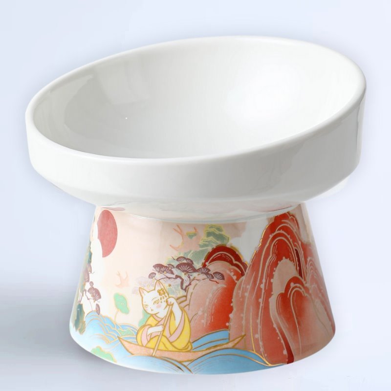 Ceramic Raised Cat Bowl - Super Kitty Cats