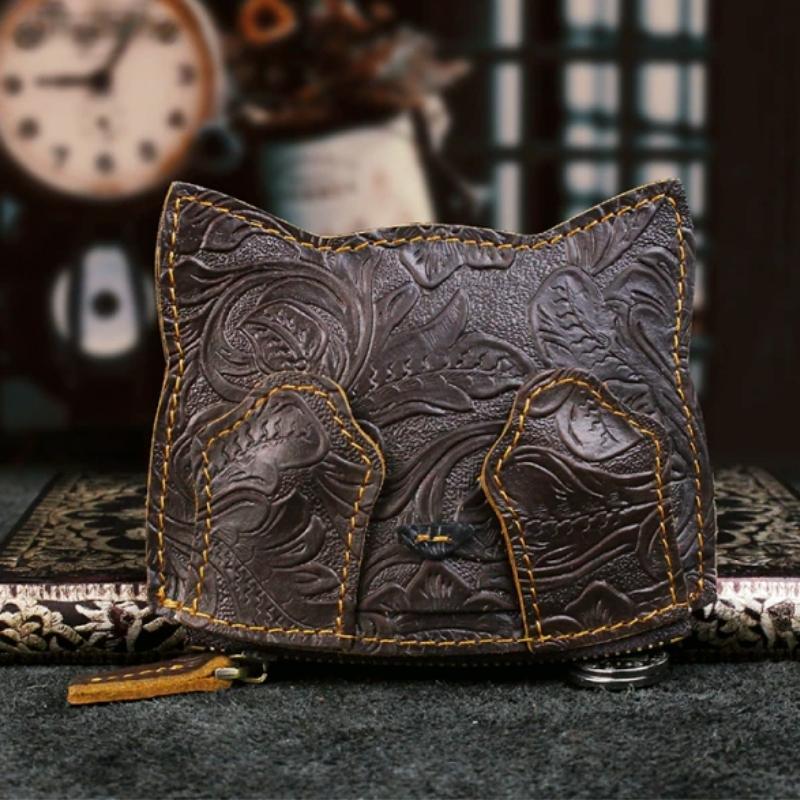 Peek-A-Boo Cat Coin Purse - Super Kitty Cats - 41296586-chocolate