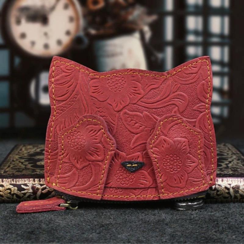 Peek-A-Boo Cat Coin Purse - Super Kitty Cats - 41296586-red