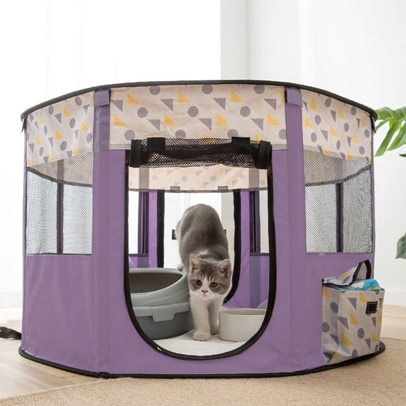 Portable Cat Clubhouse - Super Kitty Cats - 48737671-purple-s-72x40cm