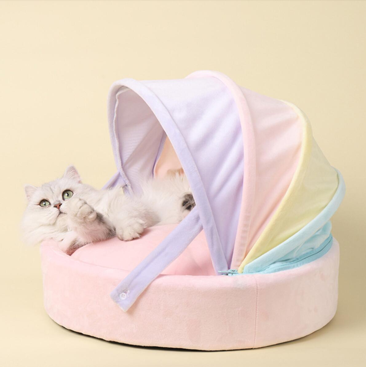 Rainbow Cat Bed - Super Kitty Cats - 44534471-white-45x45x35cm