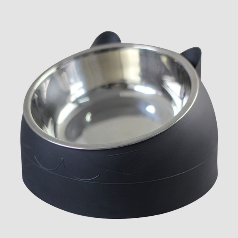 Raised Stainless Cat Bowl - Super Kitty Cats - 3256804614235278-Black-400ML