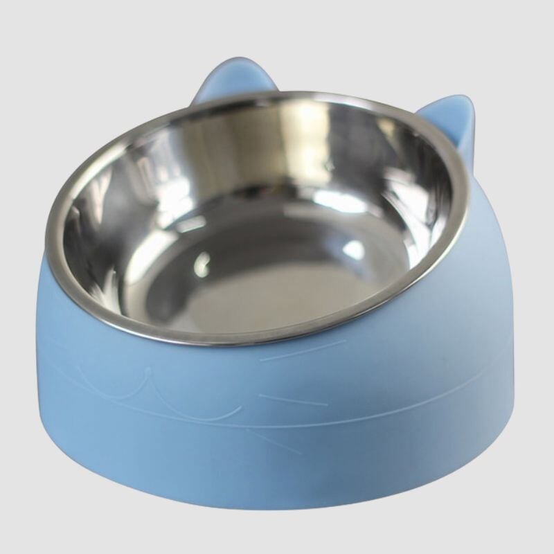 Raised Stainless Cat Bowl - Super Kitty Cats - 3256804614235278-Blue-400ML
