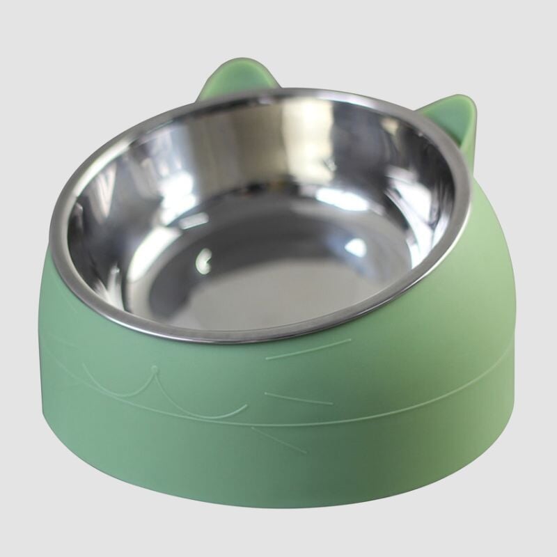 Raised Stainless Cat Bowl - Super Kitty Cats - 3256804614235278-green-400ML