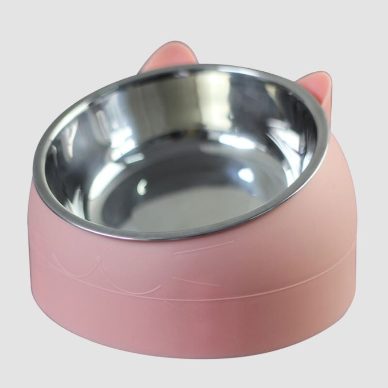 Raised Stainless Cat Bowl - Super Kitty Cats - 3256804614235278-Pink-400ML