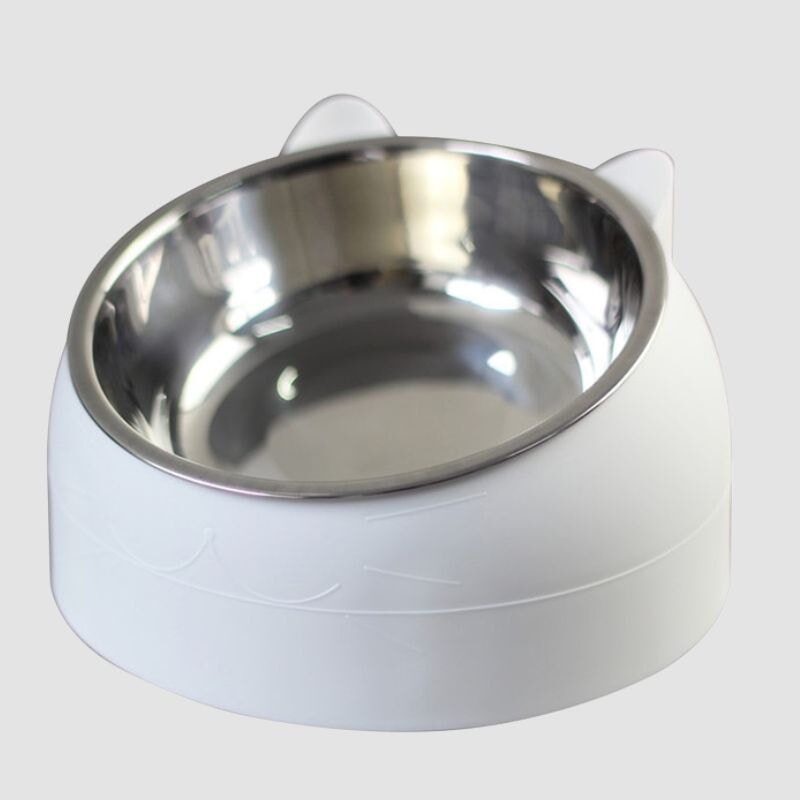 Raised Stainless Cat Bowl - Super Kitty Cats - 3256804614235278-white-400ML