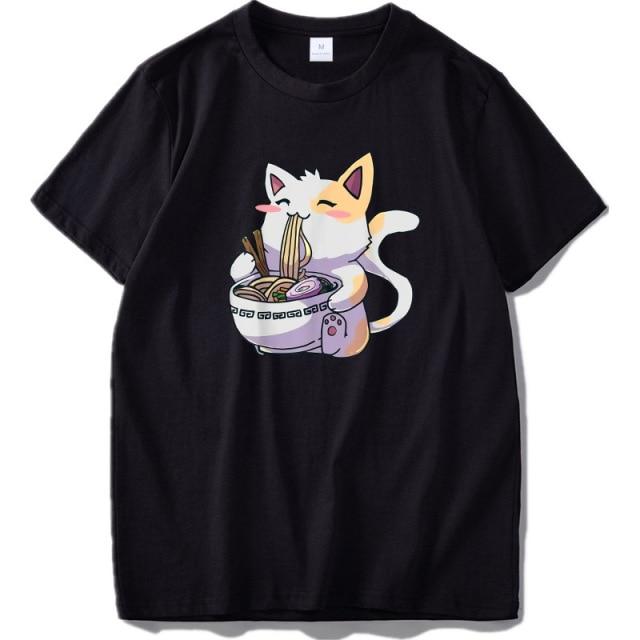 Ramen Cat T-shirt - Super Kitty Cats - 32958592-black-eu-size-xxl