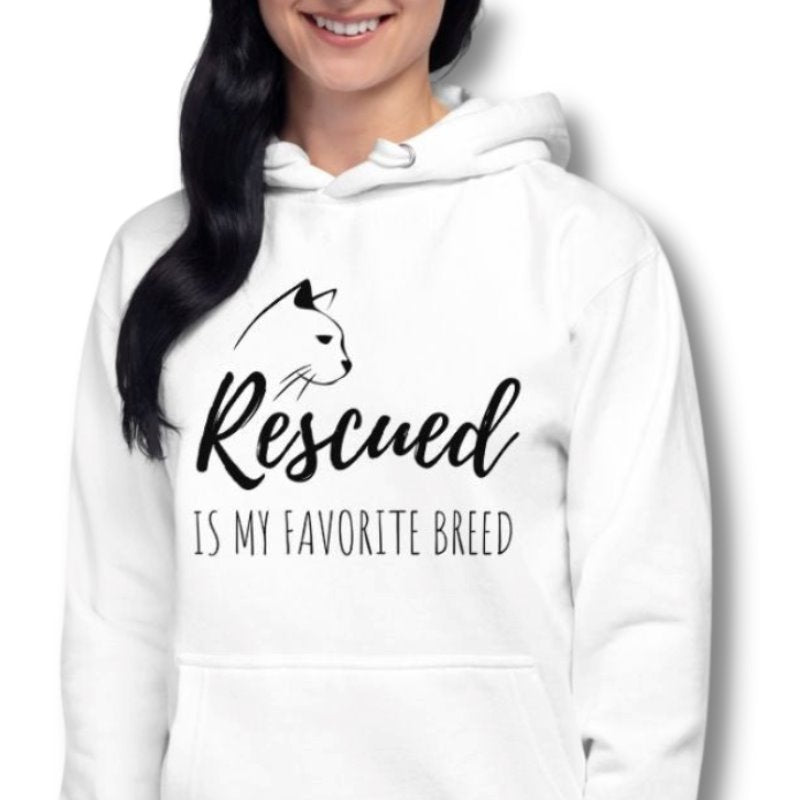 Rescued Cat Hoodie (Black Print) - Super Kitty Cats - 1194981_10774