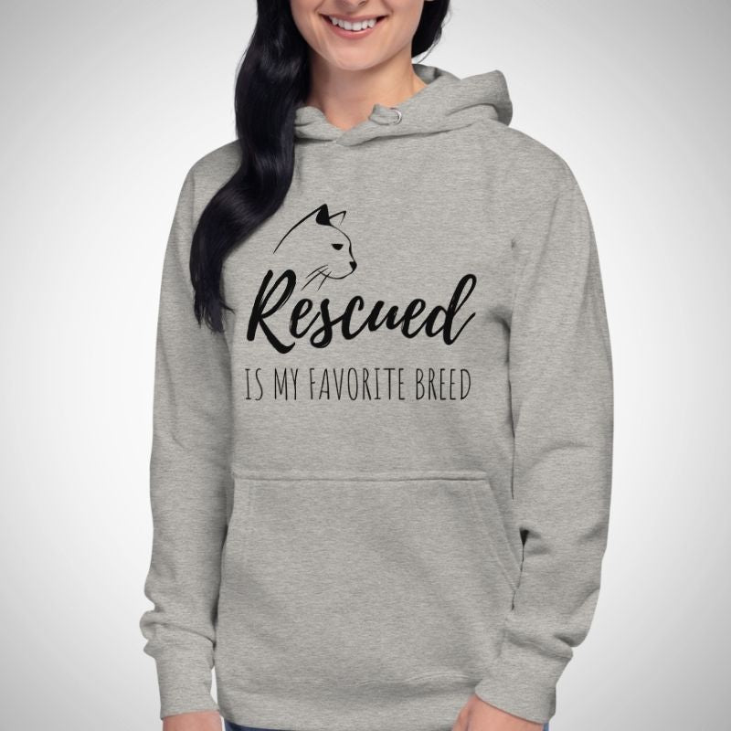 Rescued Cat Hoodie (Black Print) - Super Kitty Cats - 1194981_10784